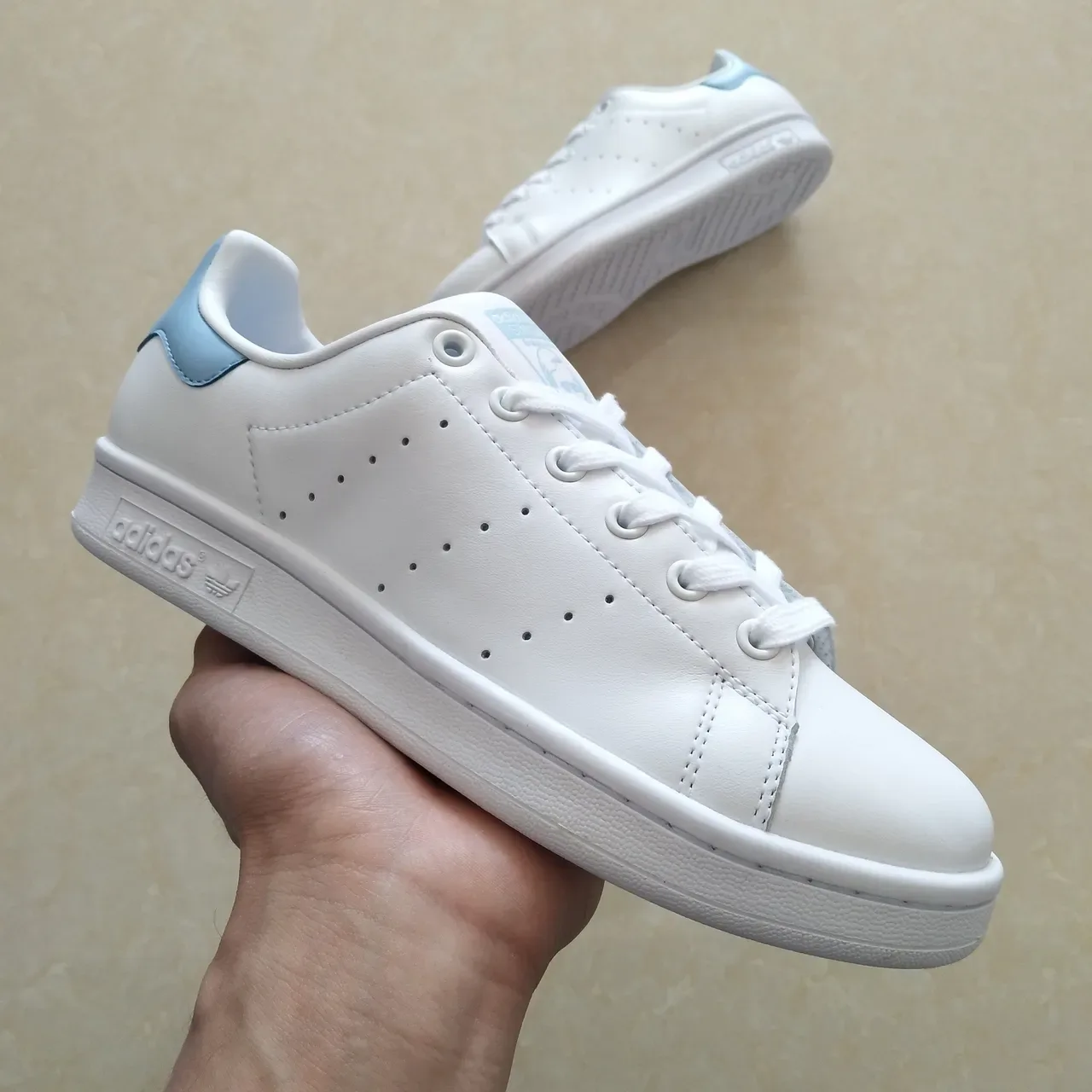 Adidas Stan Smith White and Light Blue Lifestyle Sneakers 10