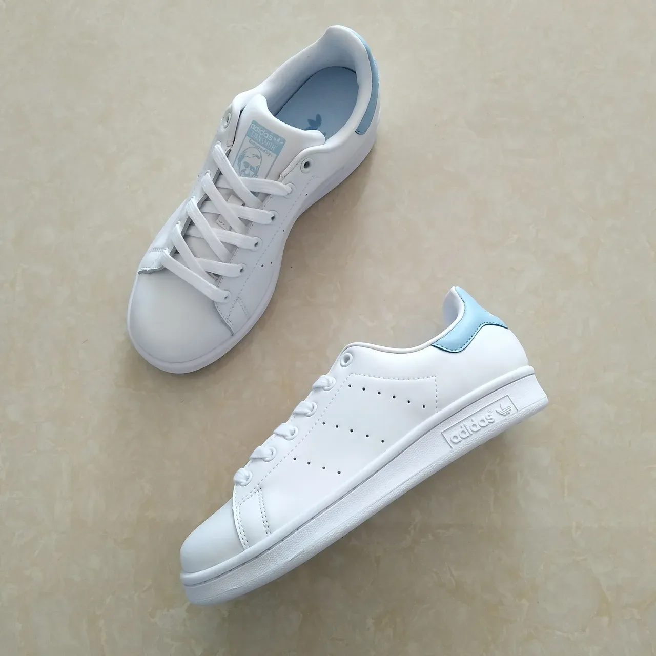 Adidas Stan Smith White and Light Blue Lifestyle Sneakers 11