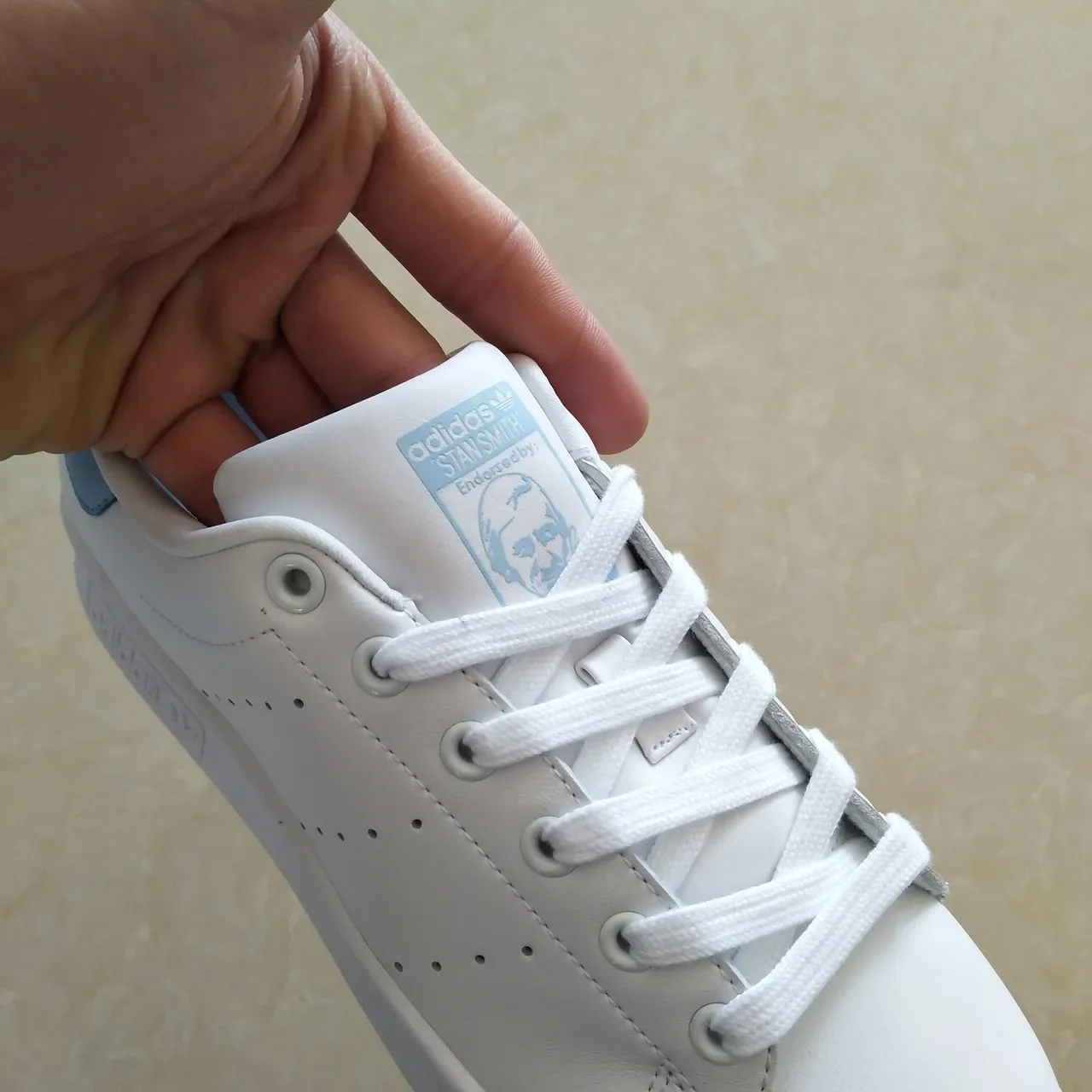 Adidas Stan Smith White and Light Blue Lifestyle Sneakers 15