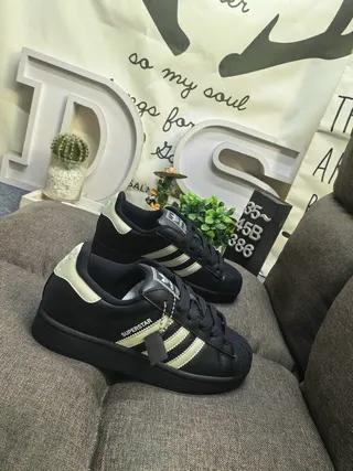 Adidas Superstar Black and Cream Lifestyle Sneakers 9
