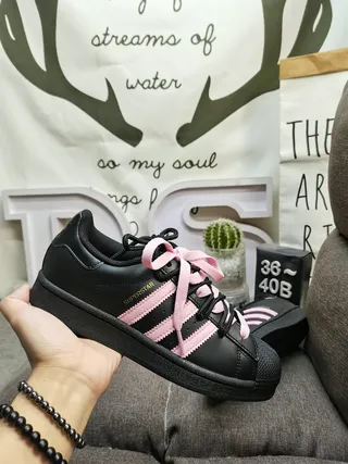 Adidas Superstar Black and Pink Lifestyle Sneakers 5