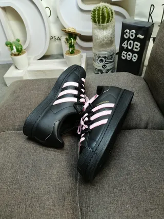 Adidas Superstar Black and Pink Lifestyle Sneakers 6