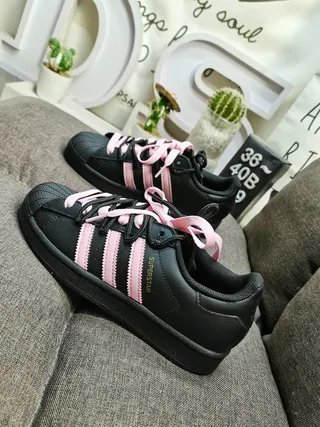 Adidas Superstar Black and Pink Lifestyle Sneakers 7