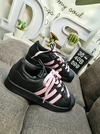 Adidas Superstar Black and Pink Lifestyle Sneakers 9