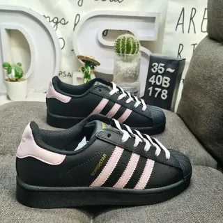 Adidas Superstar Black and Pink Lifestyle Sneakers