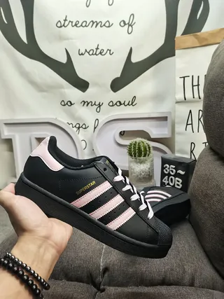 Adidas Superstar Black and Pink Lifestyle Sneakers 5