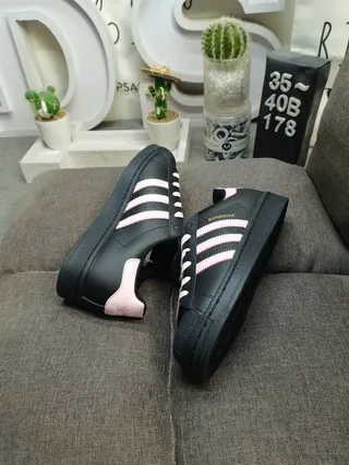 Adidas Superstar Black and Pink Lifestyle Sneakers 6