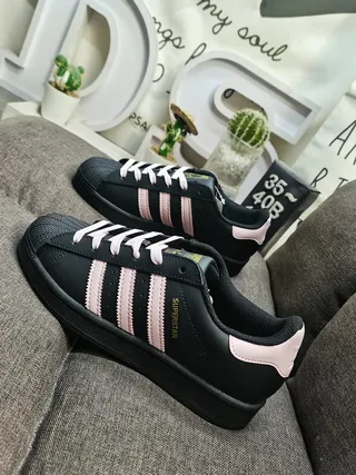 Adidas Superstar Black and Pink Lifestyle Sneakers 7