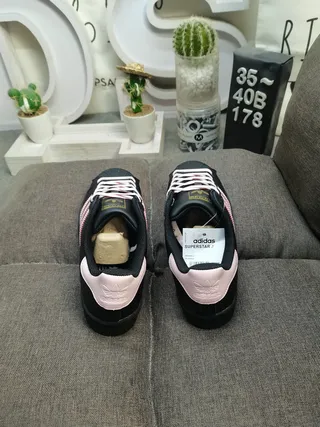 Adidas Superstar Black and Pink Lifestyle Sneakers 8