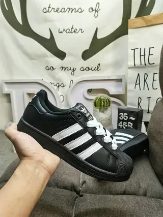 Adidas Superstar Black and White Lifestyle Sneakers 5
