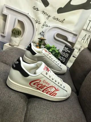 Adidas Superstar Coca-Cola Collaboration Off-White Lifestyle Sneakers 9