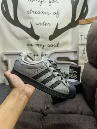 Adidas Superstar Gray and Black Lifestyle Sneakers 5