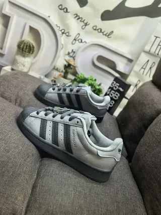 Adidas Superstar Gray and Black Lifestyle Sneakers 7