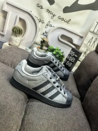 Adidas Superstar Gray and Black Lifestyle Sneakers 9