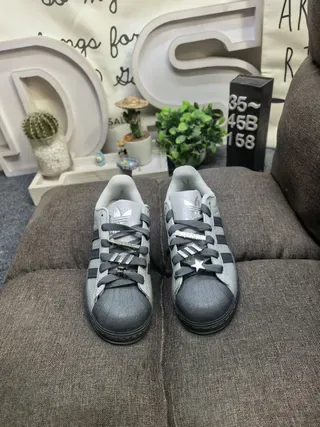 Adidas Superstar Gray and Black Lifestyle Sneakers 10