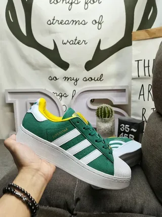 Adidas Superstar Green White Yellow Lifestyle Sneakers 5