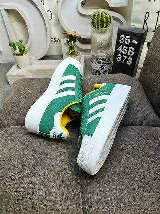 Adidas Superstar Green White Yellow Lifestyle Sneakers 6