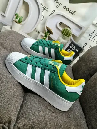 Adidas Superstar Green White Yellow Lifestyle Sneakers 7