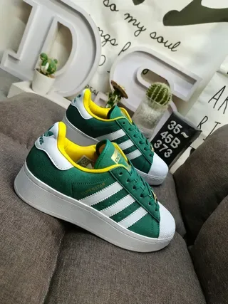 Adidas Superstar Green White Yellow Lifestyle Sneakers 9