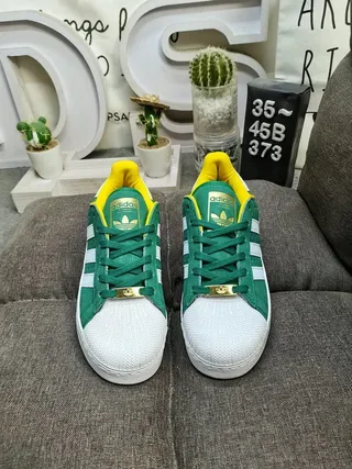 Adidas Superstar Green White Yellow Lifestyle Sneakers 10