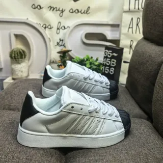 Adidas Superstar Light Gray and Black Lifestyle Sneakers