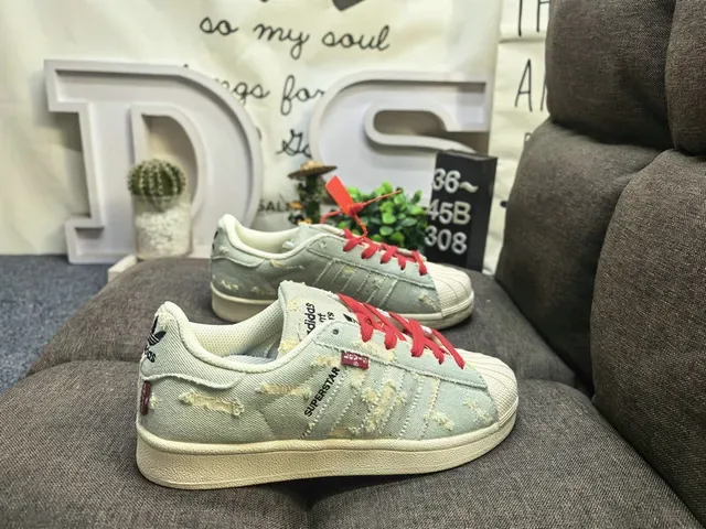 Adidas Superstar Monogram-Print Black White Red Lifestyle Sneakers 11