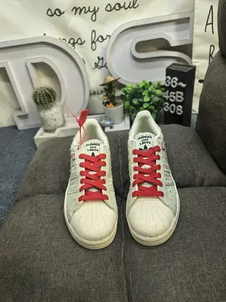 Adidas Superstar Monogram-Print Black White Red Lifestyle Sneakers 20