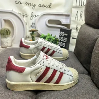 Adidas Superstar Off-White and Deep Red Lifestyle Sneakers