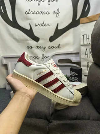 Adidas Superstar Off-White and Deep Red Lifestyle Sneakers 5
