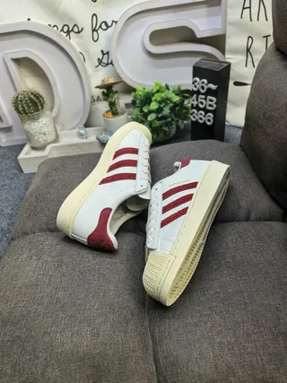 Adidas Superstar Off-White and Deep Red Lifestyle Sneakers 6
