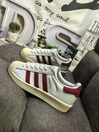 Adidas Superstar Off-White and Deep Red Lifestyle Sneakers 7