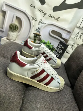 Adidas Superstar Off-White and Deep Red Lifestyle Sneakers 9