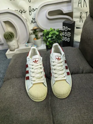 Adidas Superstar Off-White and Deep Red Lifestyle Sneakers 10