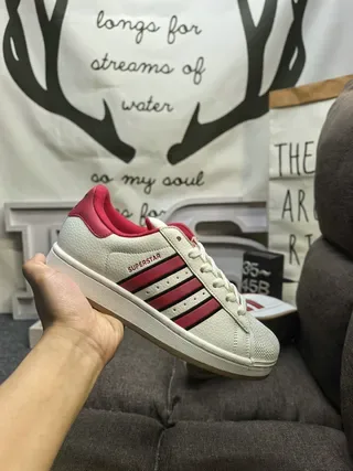 Adidas Superstar Off-White and Pink Lifestyle Sneakers 5