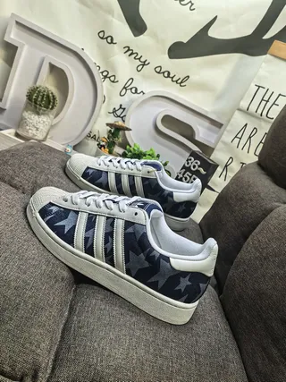 Adidas Superstar Star-Print Navy and White Lifestyle Sneakers 7