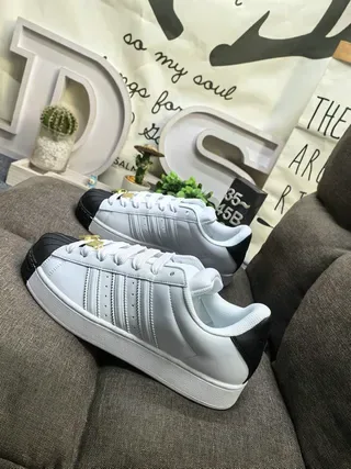 Adidas Superstar White and Black Shell-Toe Lifestyle Sneakers 7