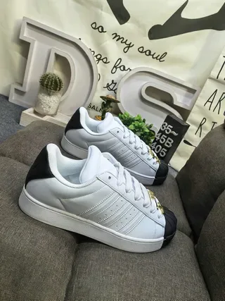 Adidas Superstar White and Black Shell-Toe Lifestyle Sneakers 9