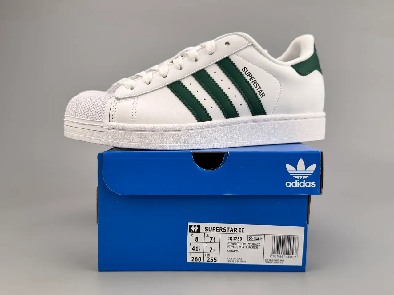Adidas Superstar White and Dark Green Lifestyle Sneakers 2