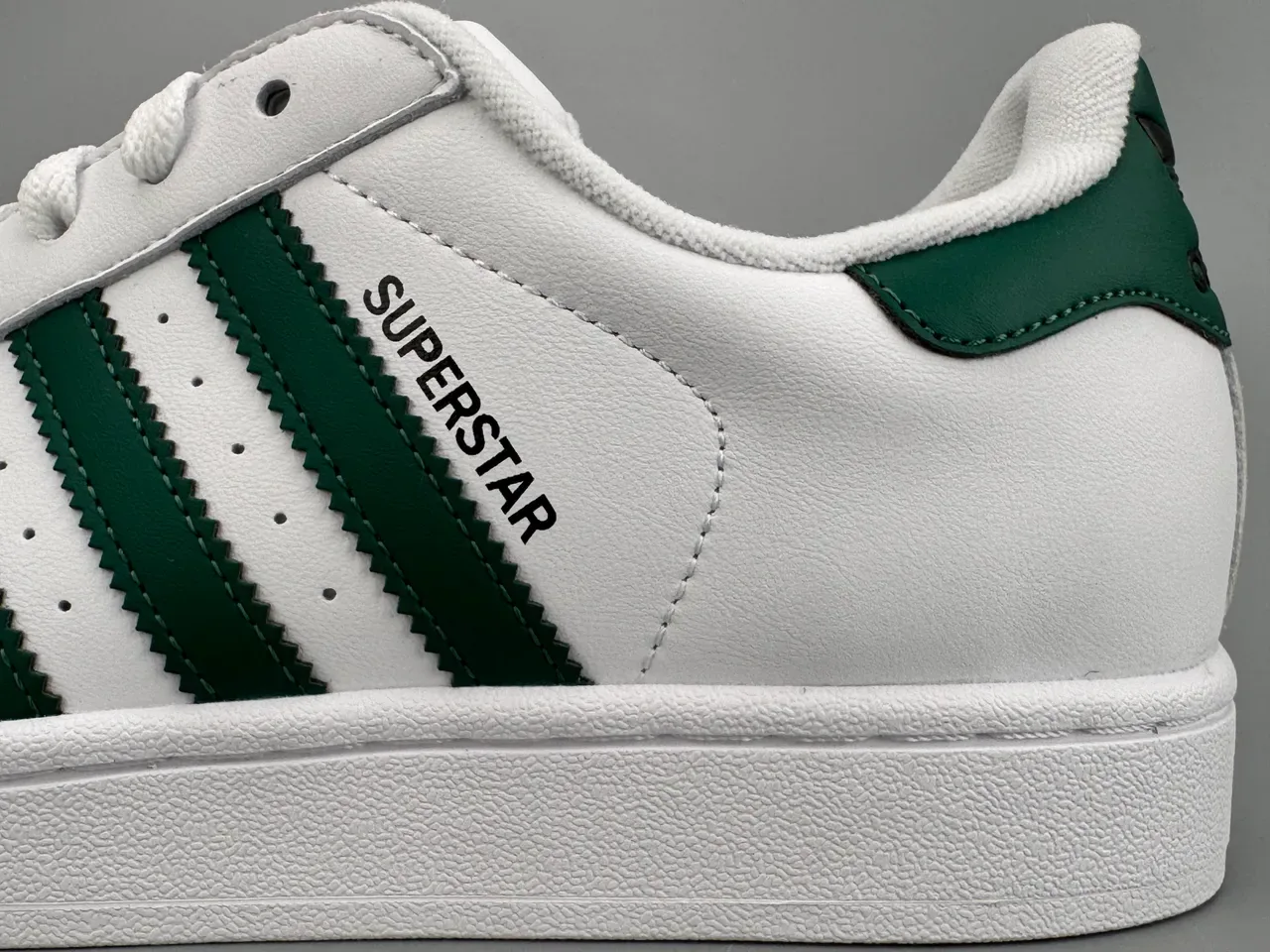 Adidas Superstar White and Dark Green Lifestyle Sneakers 3