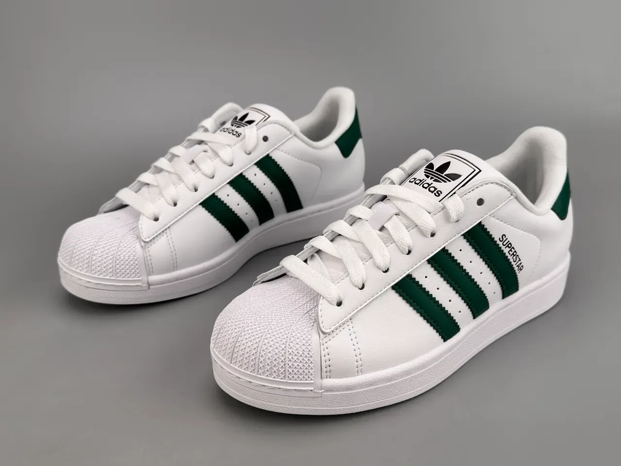 Adidas Superstar White and Dark Green Lifestyle Sneakers 7