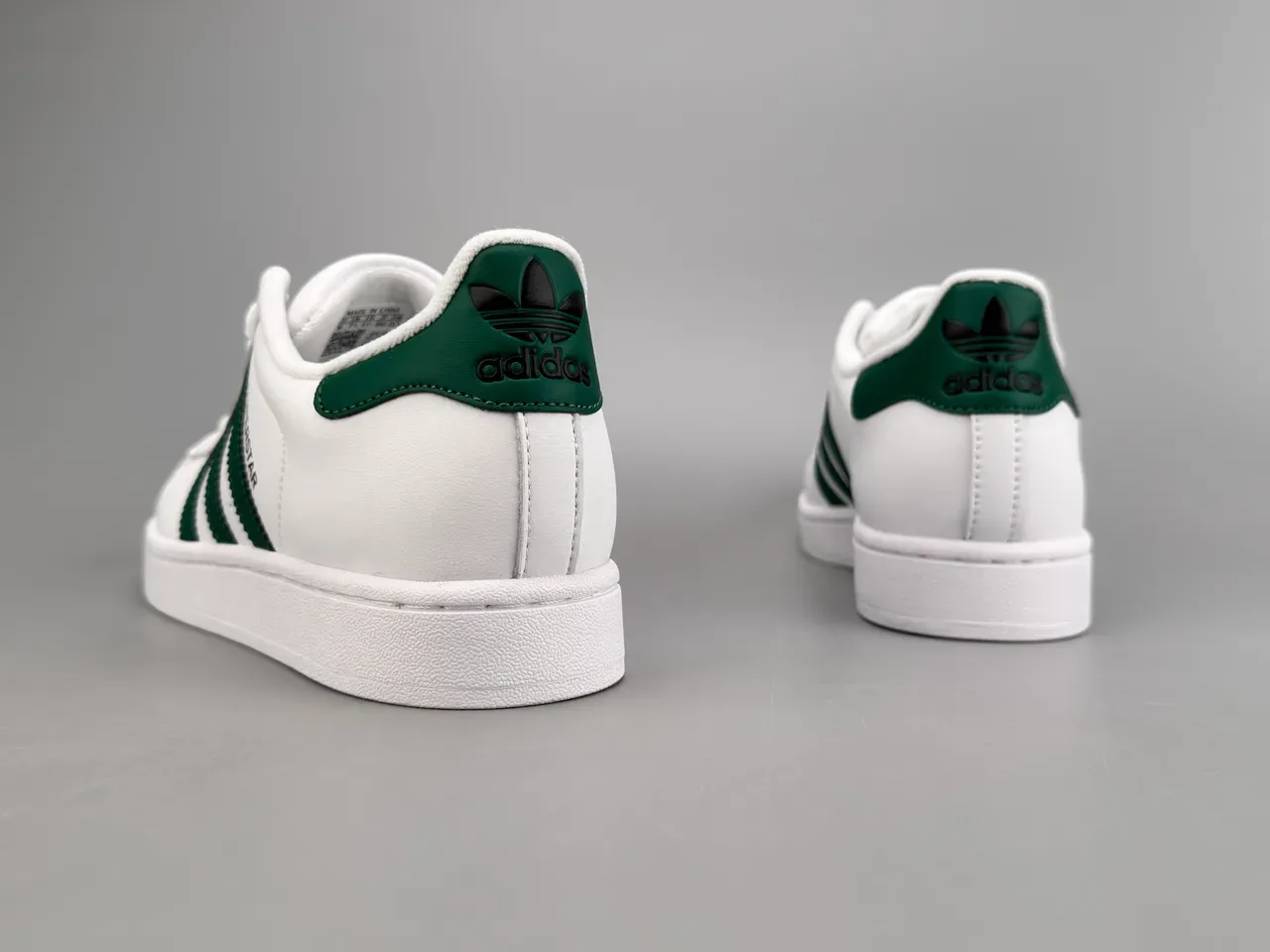 Adidas Superstar White and Dark Green Lifestyle Sneakers 8