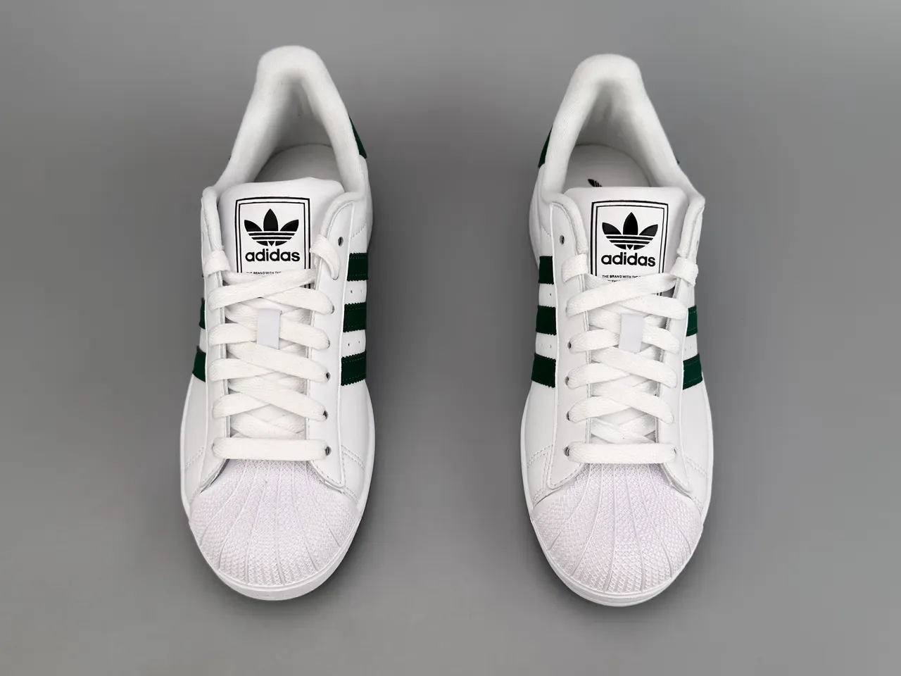 Adidas Superstar White and Dark Green Lifestyle Sneakers 9