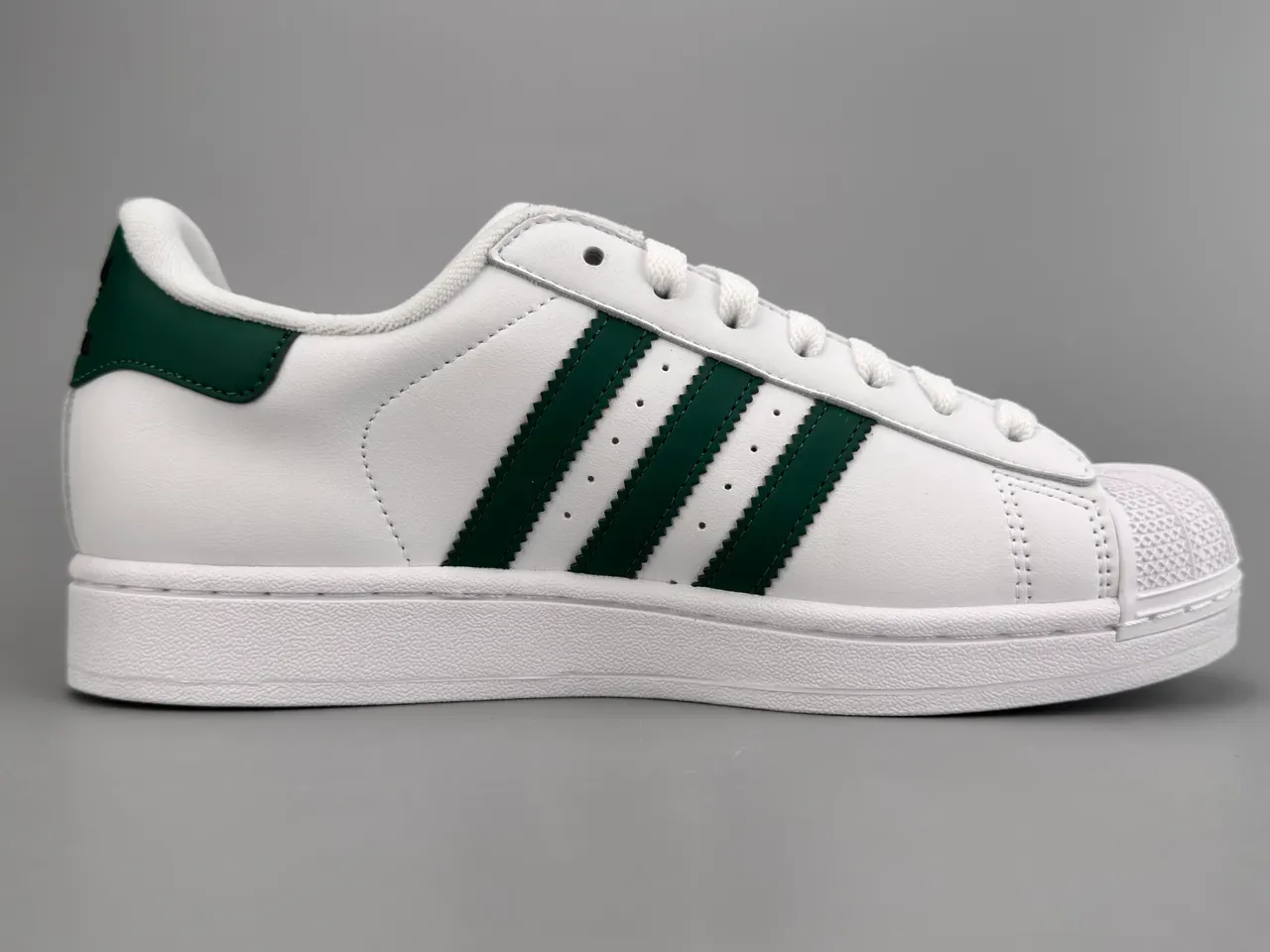 Adidas Superstar White and Dark Green Lifestyle Sneakers 10