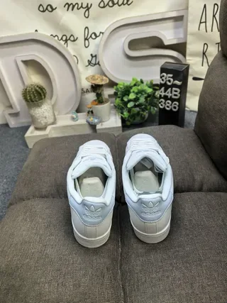 Adidas Superstar White and Light Blue Lifestyle Sneakers 8