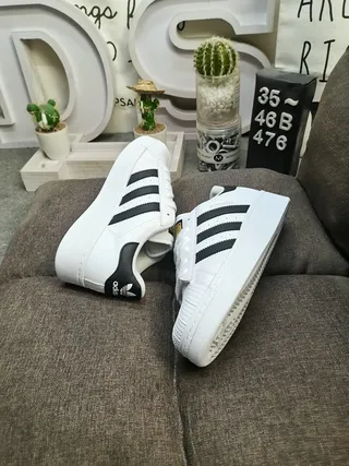 Adidas Superstar White Black Gold Lifestyle Sneakers 6