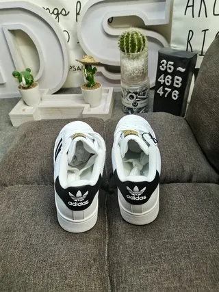 Adidas Superstar White Black Gold Lifestyle Sneakers 8
