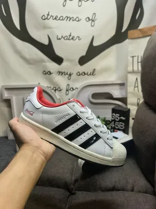 Adidas Superstar White Black Red Lifestyle Sneakers 5