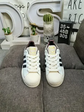 Adidas Superstar White Navy Shell-Toe Three-Stripe Lifestyle Sneakers 10