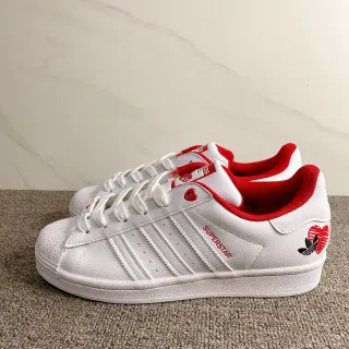 Adidas Superstar सफेद लाल दिल जीवनशैली स्नीकर