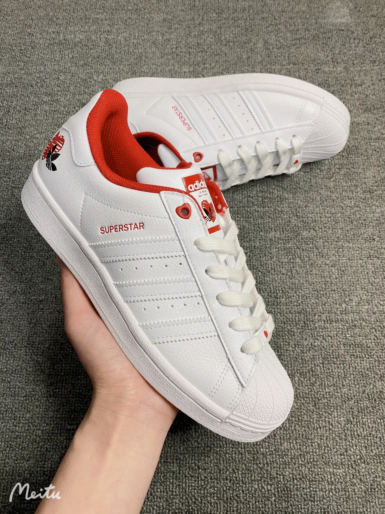 Adidas Superstar White Red Heart Lifestyle Sneakers 4